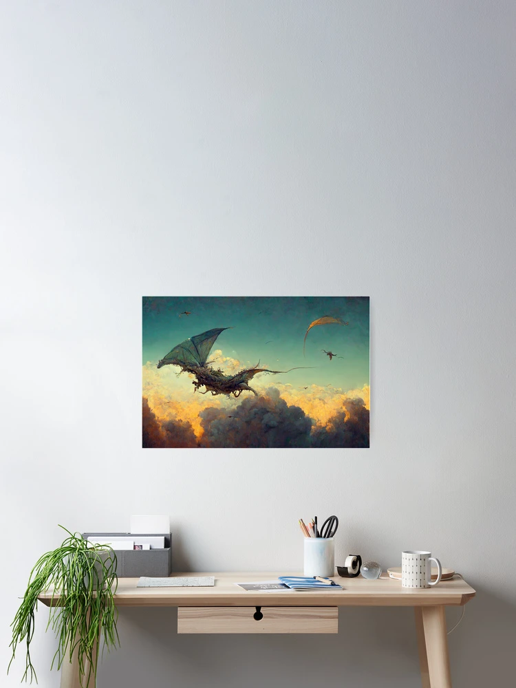 Thumbnail 2 of 3, Poster, Flying Dragon In The Sky designed and sold by RiotStore.