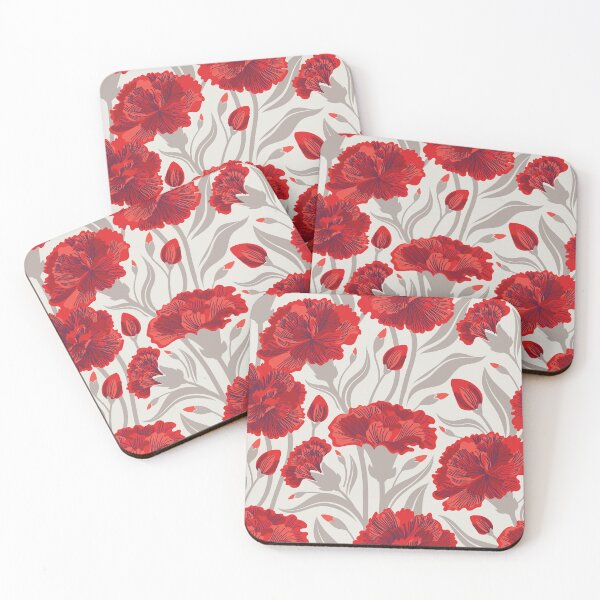 Item preview, Red carnation flowers // beige background vivid red coral and martini brown clove flowers designed and sold by SelmaCardoso.