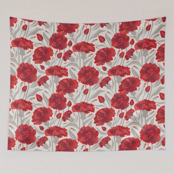 Item preview, Red carnation flowers // beige background vivid red coral and martini brown clove flowers designed and sold by SelmaCardoso.