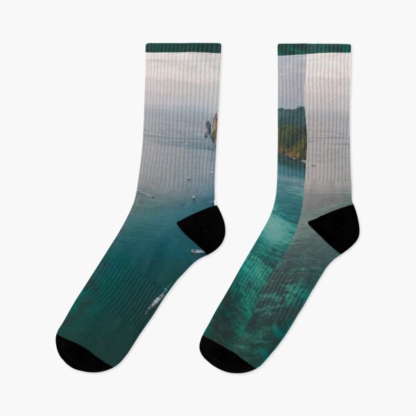 Item preview,   Cute colourful blue sea or ocean water and Island and yachts design designed and sold by BEAUTY ⭐⭐⭐⭐⭐.