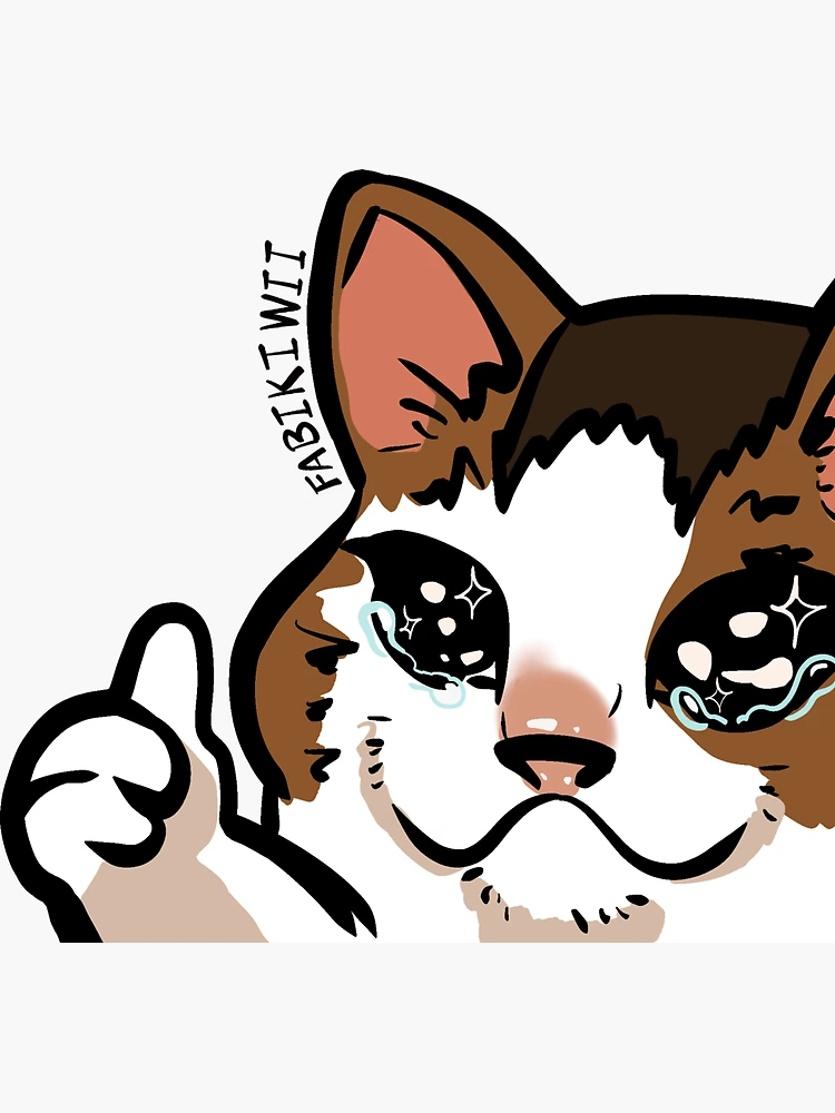 Crying Cat Thumbs Up Meme Stickers, Funny Cat Lovers Gift Sticker for Sale  by bouraydasbrand