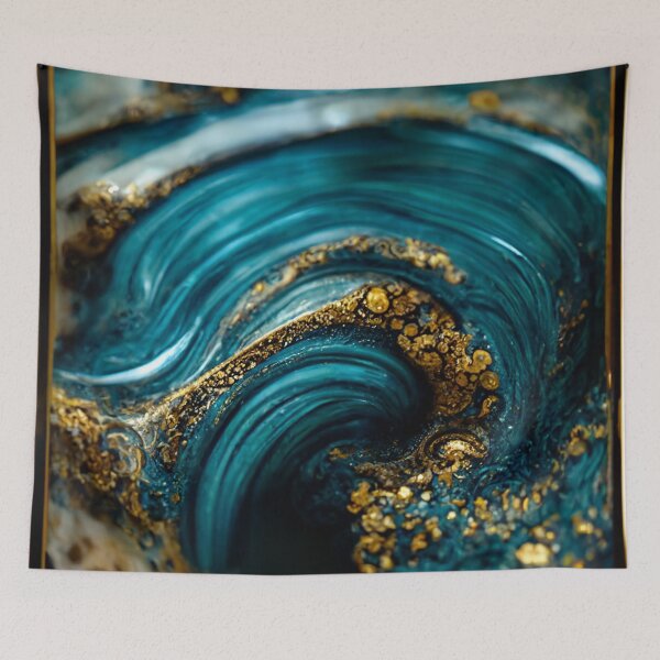 Item preview, Golden aqua swirl designed and sold by marbleco.