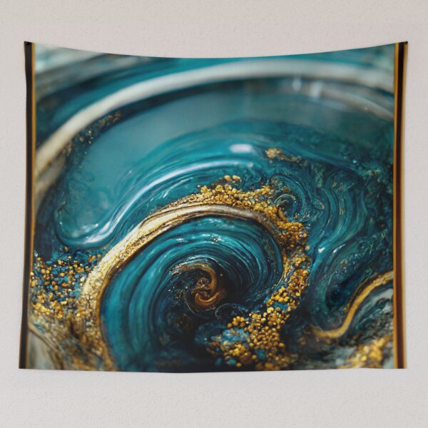 Item preview, Golden aqua swirl II designed and sold by marbleco.