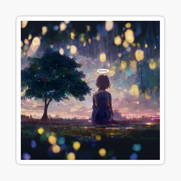 Anime girl sitting alone on a bench Anime girl sitting alone on a bench