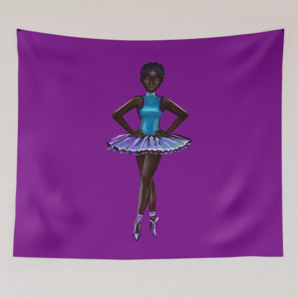 Item preview, Ballerina Noor - African American, Black ballerina girls with corn rows dancing 9 !  This black girl loves dance Afro hair dark brown skin tutu. Love Ballet designed and sold by Artonmytee.