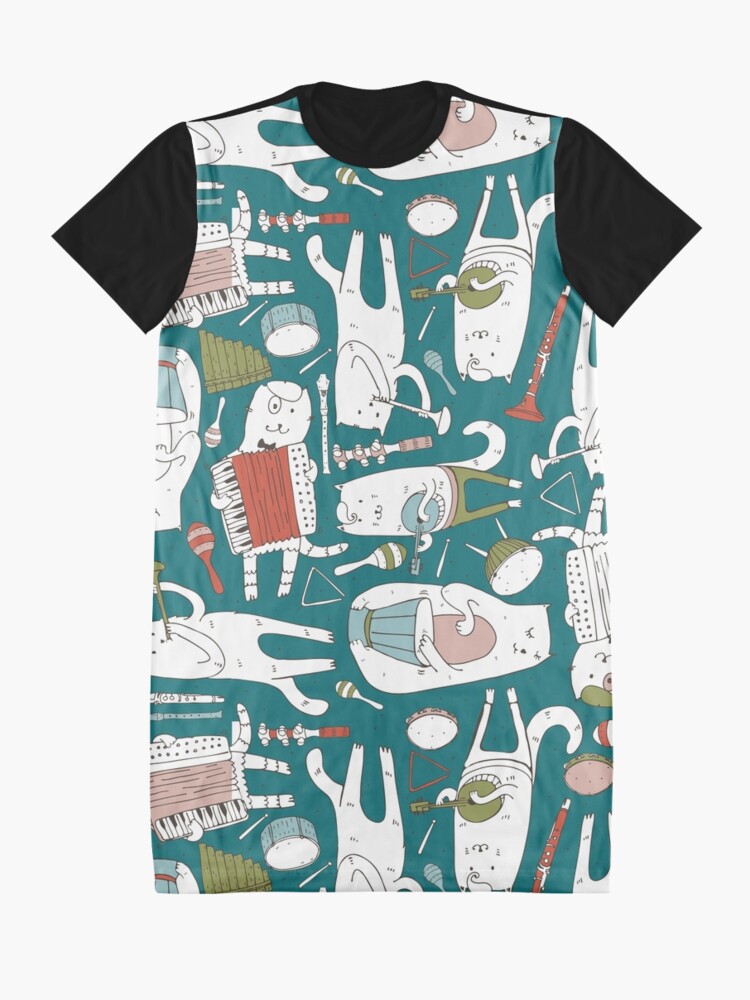 Alternate view of Cats band in blue(s) Graphic T-Shirt Dress
