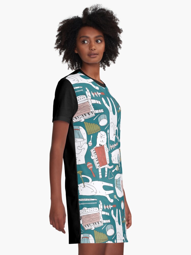 Alternate view of Cats band in blue(s) Graphic T-Shirt Dress