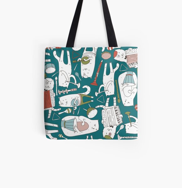 Cats band in blue(s) All Over Print Tote Bag
