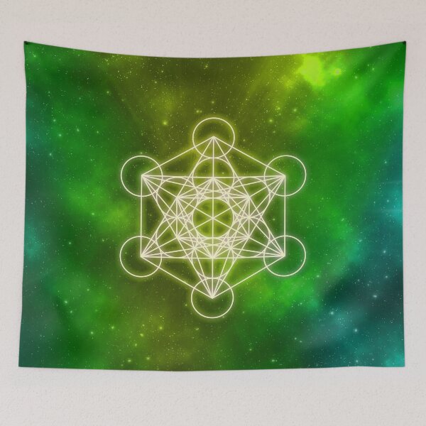 Item preview, Metatron Cube  | Sacred Geometry | Green Nebula designed and sold by ghost888.