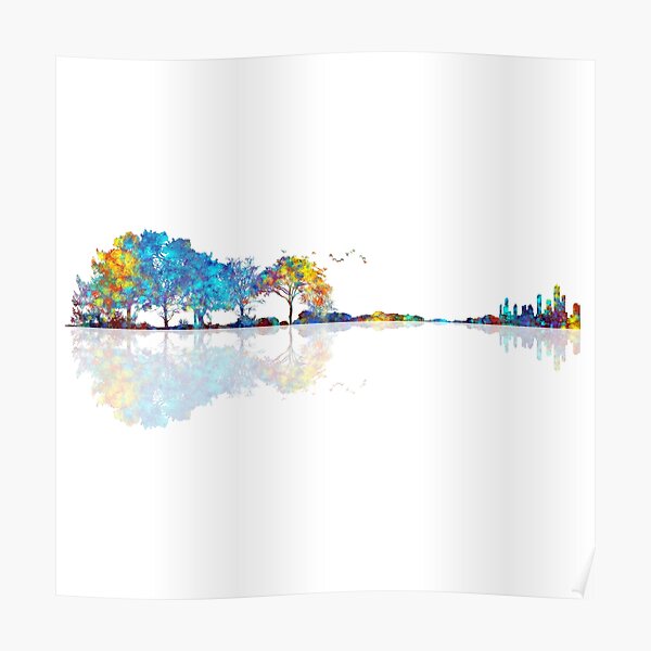Nature Guitar - Colorful Watercolor Poster