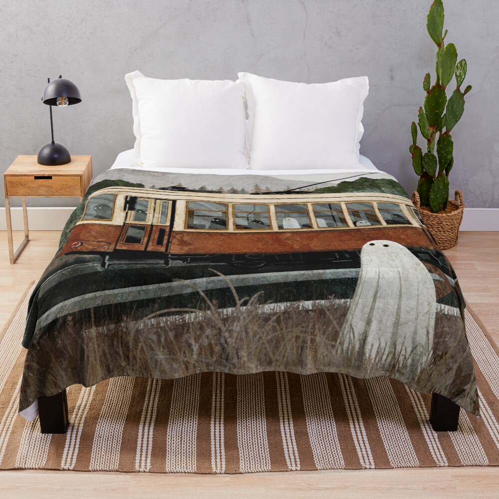 Ghost Tram Throw Blanket