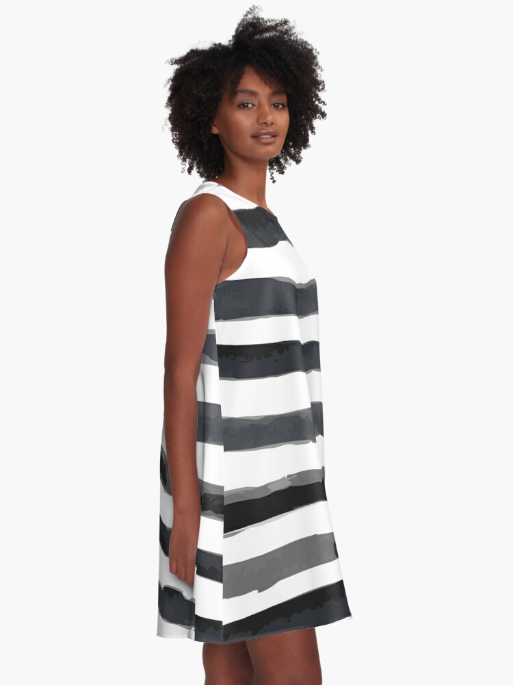 black dress with white stripe on side