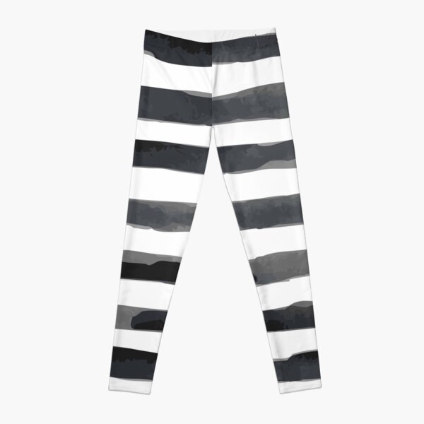 Abstract Black and White Stripe Leggings