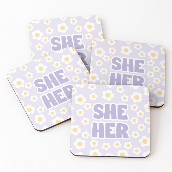Item preview, Daisies She/Her Pronouns in Purple designed and sold by MoonMint.