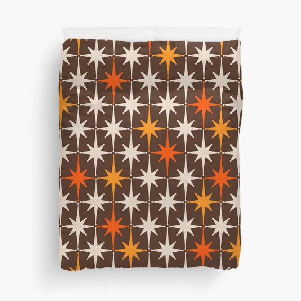 Item preview, Midcentury Modern Atomic Age Starburst Pattern in Retro 70s Brown Orange Beige designed and sold by kierkegaard.