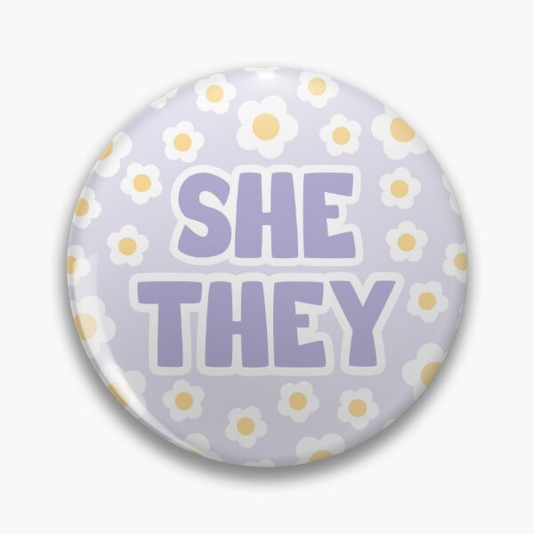 Item preview, Daisies She/They Pronouns in Purple designed and sold by MoonMint.