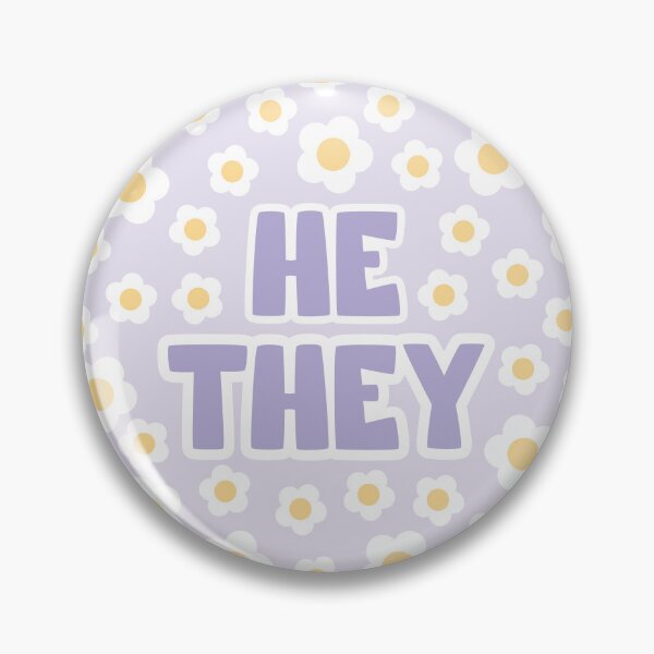Item preview, Daisies He/They Pronouns in Purple designed and sold by MoonMint.