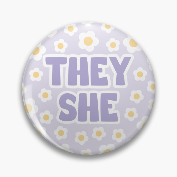 Item preview, Daisies They/She Pronouns in Purple designed and sold by MoonMint.