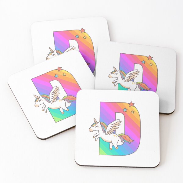 Artikelvorschau, Einhorn-Monogramm-Buchstabe D niedliches Anfangsgeburtstagsgeschenk entworfen und verkauft von Delightfully Cynical.