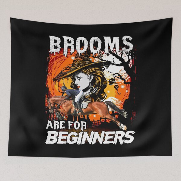 Item preview, Brooms are for beginners ghost halloween horror magic pumpkin designed and sold by elizabethdawnn.