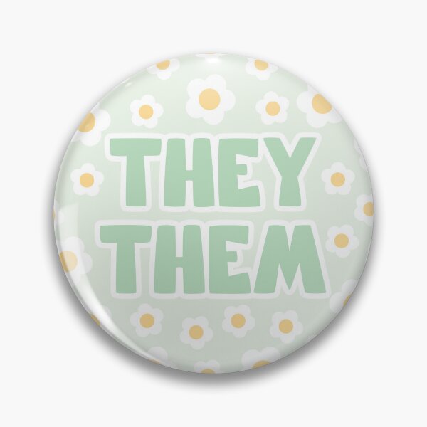 Item preview, Daisies They/Them Pronouns in Green designed and sold by MoonMint.