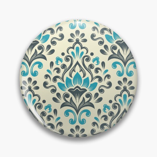 Item preview, 2027 - damask florals, grey / blue designed and sold by RouCouCou.
