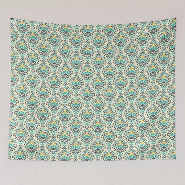 Item preview, 2027 - damask florals, blue / yellow designed and sold by RouCouCou.