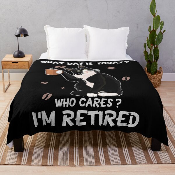Item preview, What Day Is Today Who Cares I'm Retired retirement funny vintage cute cat designed and sold by elizabethdawnn.