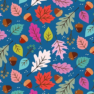 Artwork thumbnail, Colorful autumn leaves and acorns by Jennifer Ladd