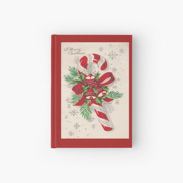A Vintage Merry Christmas Candy Cane Hardcover Journal