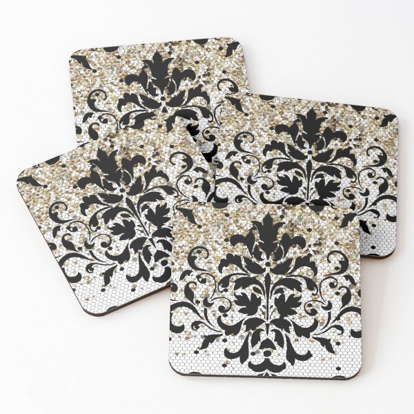 Item preview, Black floral lace  with gold embellished  designed and sold by SoulthreadzStudio.