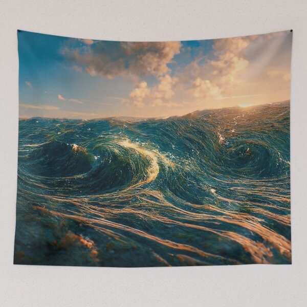 Item preview, Raging waves against the backdrop of the rising sun designed and sold by klimov0101.