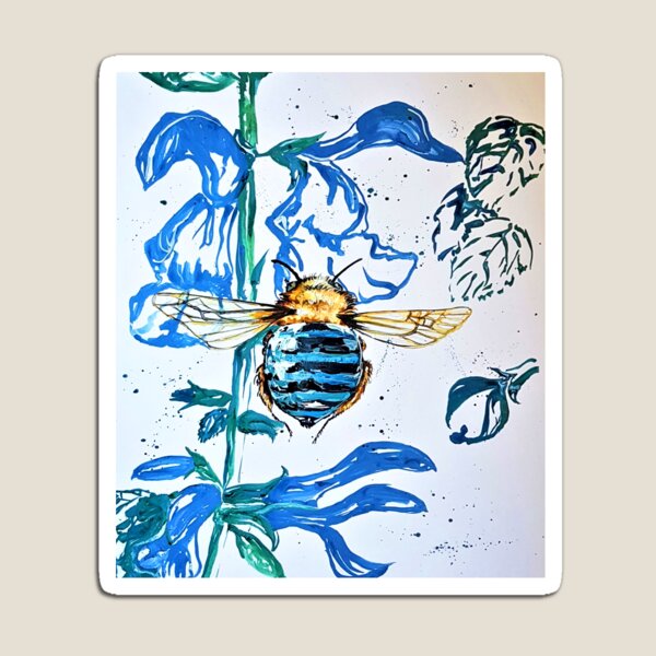 Blue Banded Bee in Blue Salvia Magnet