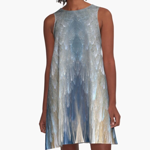 Blue and Gold Angel Wings A-Line Dress
