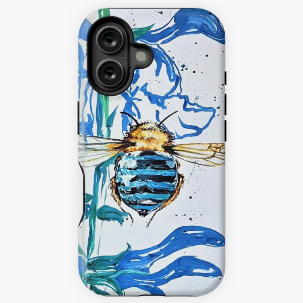 Aperçu de l'œuvre Abeille à bandes bleues dans l'art de l'encre Blue Salvia créée et vendue par Liz HL Art Shop.