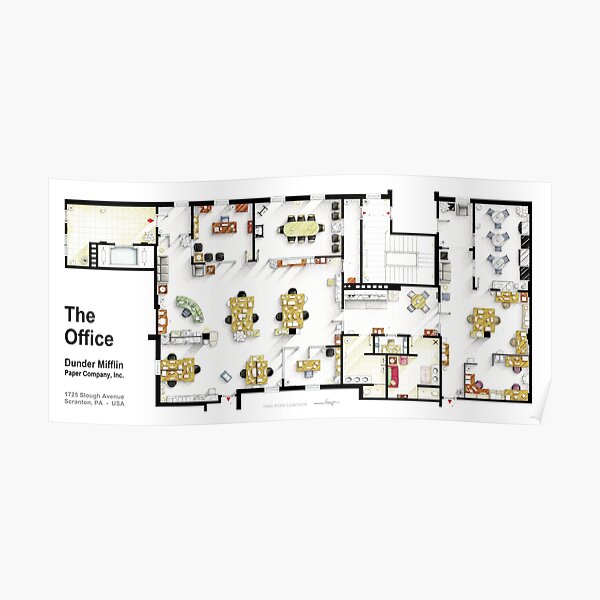 "Floor plan of the offices from THE OFFICE (USA)" Poster for Sale by