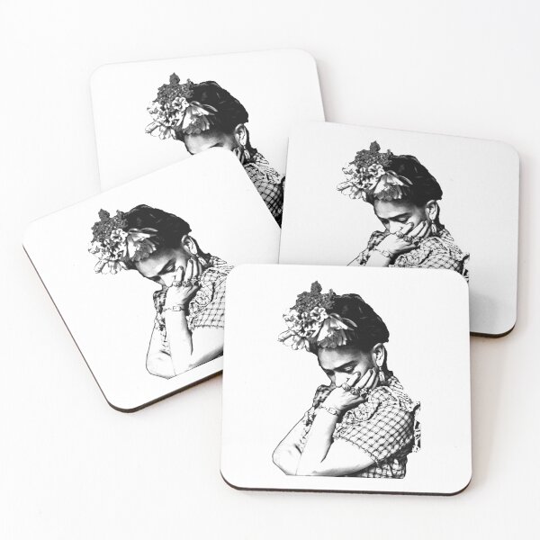 Item preview, Frida Kahlo portrait in black (white) designed and sold by Madame Memento.