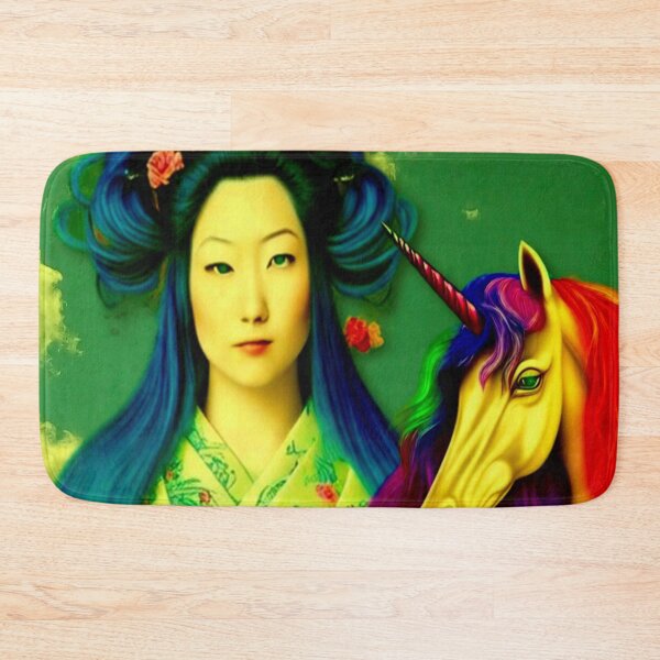 Item preview, Geisha and her unicorn in a peaceful cloud landscape designed and sold by Pepita Selles.