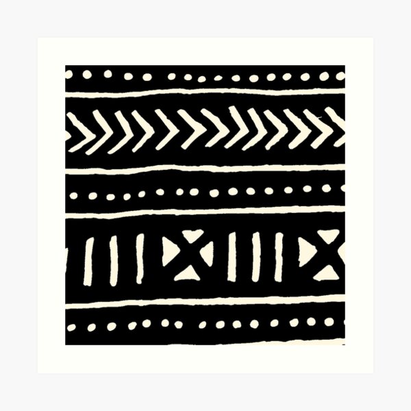 afrikanischer Schlamm Tuch schwarz und weiß Kunstdruck