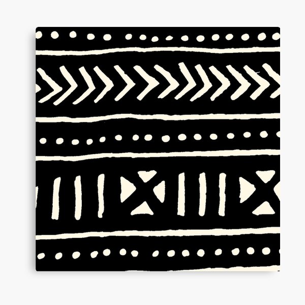 african mud cloth black and white Canvas Print