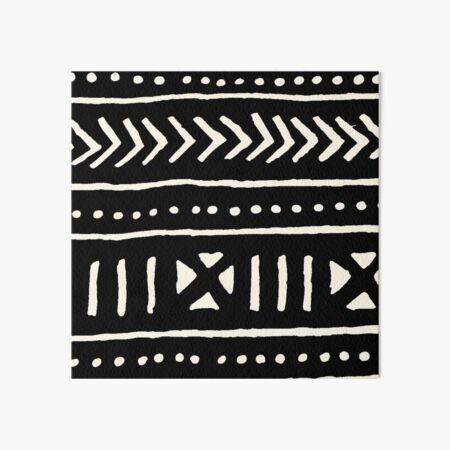 african mud cloth black and white Art Board Print