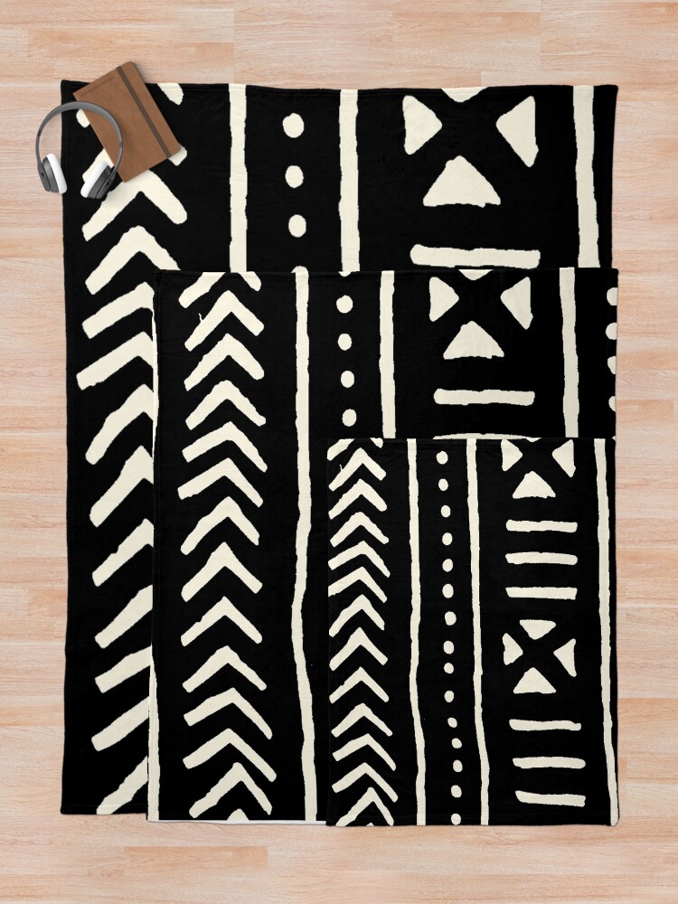 Alternate view of african mud cloth black and white Throw Blanket