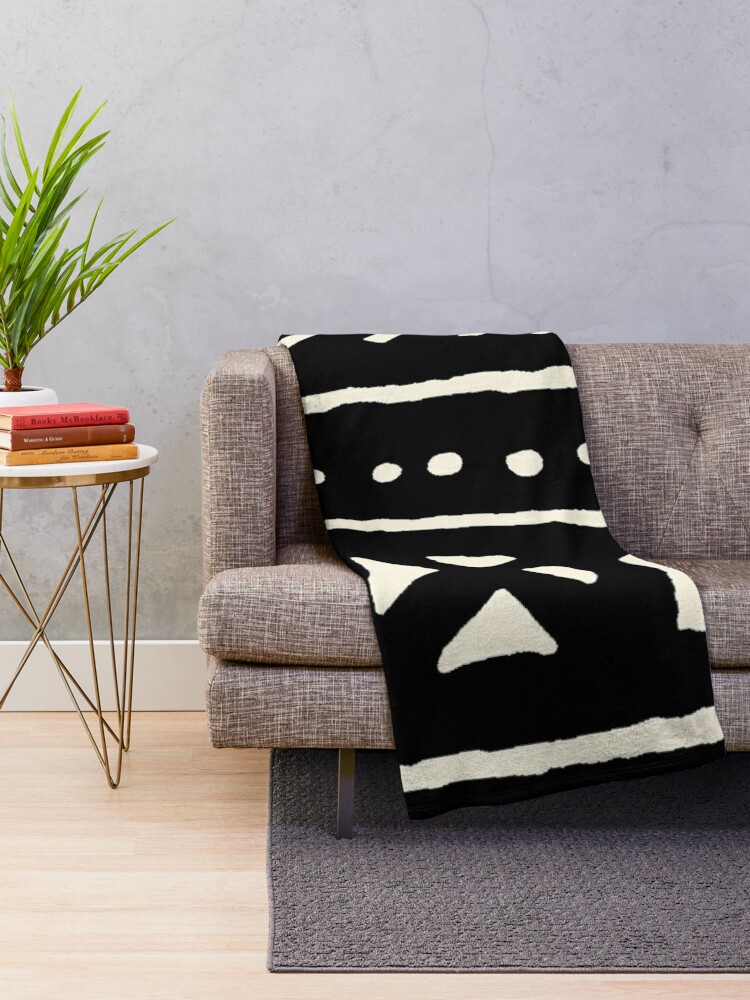 Alternate view of african mud cloth black and white Throw Blanket