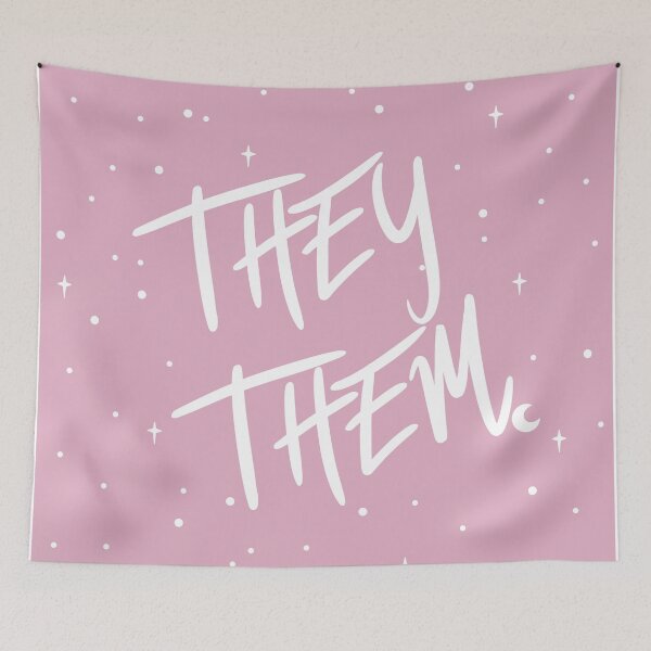 Item preview, Stars They/Them Pronouns in Dusty Pink designed and sold by MoonMint.