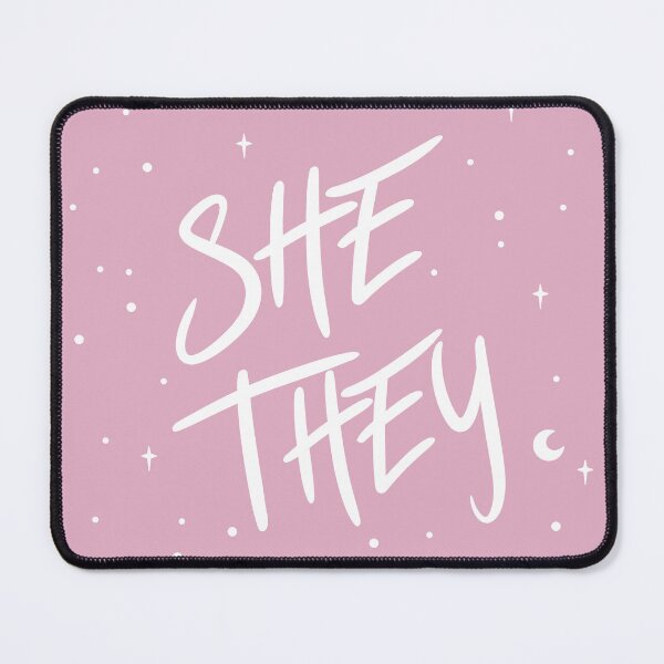 Item preview, Stars She/They Pronouns in Dusty Pink designed and sold by MoonMint.