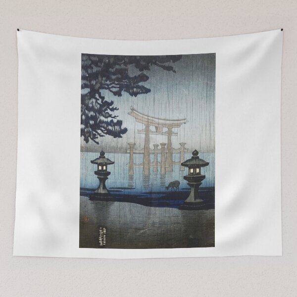 Item preview, Japanese Evening Rain Woodblock Art Ukiyo-e  Tsuchiya Koitsu  designed and sold by TeeARTHY.