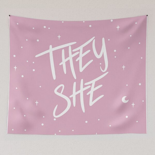 Item preview, They She Pronouns in Dusty Pink designed and sold by MoonMint.