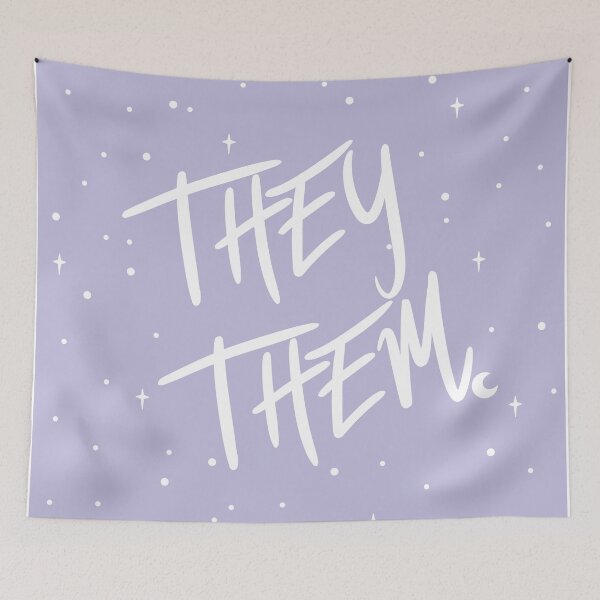 Item preview, Stars They/Them Pronouns in Dusty Lilac designed and sold by MoonMint.