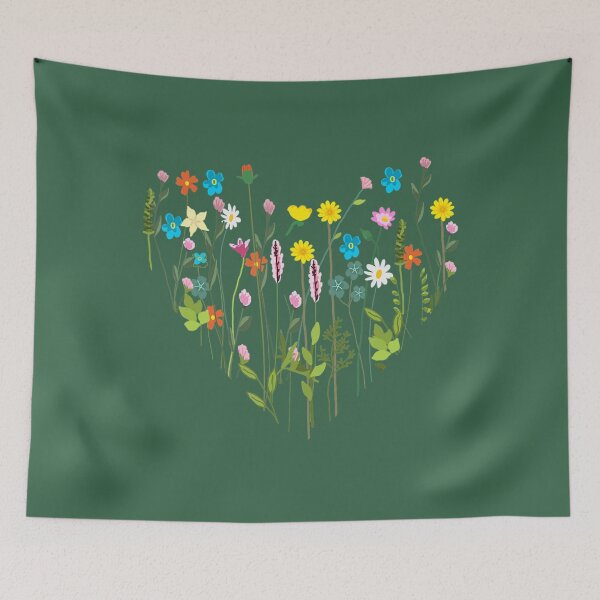 Item preview, Vintage Floral Art Wildflower Bouquet Heart designed and sold by LouiSein.