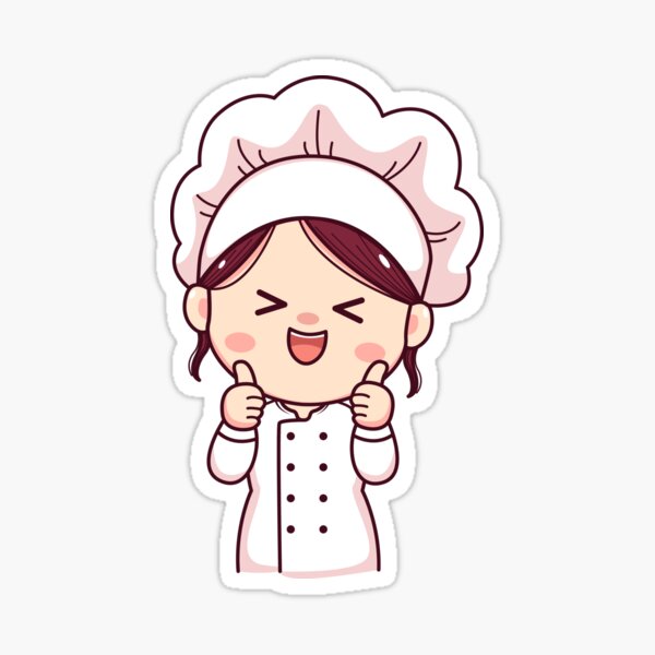 "Cute and kawaii female chef" Sticker for Sale by feylagallery Redbubble